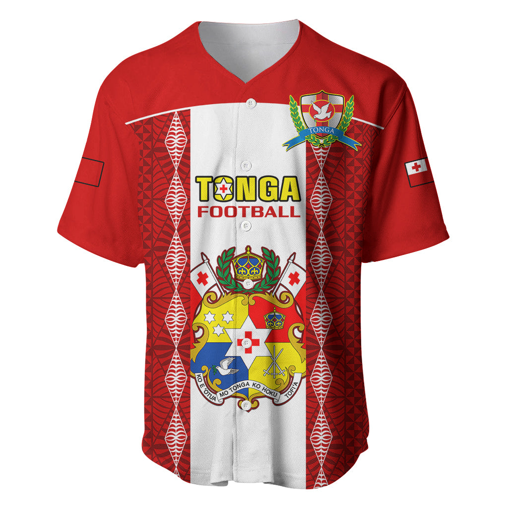Personalised Tonga Football Baseball Jersey Tongan Ngatu Pattern Sporty Style LT14 Red - Polynesian Pride