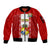 Personalised Tonga Football Sleeve Zip Bomber Jacket Tongan Ngatu Pattern Sporty Style LT14 Unisex Red - Polynesian Pride
