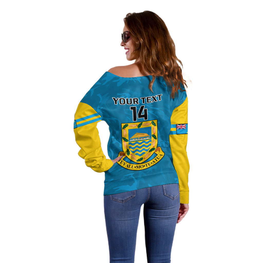 Personalised Tuvalu Islands Football Off Shoulder Sweater Polynesian Pattern Sporty Style LT14 - Polynesian Pride