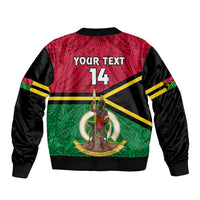 Personalised Vanuatu Football Bomber Jacket Vanuatuan Coat Of Arm Polynesian Flag Style LT14 - Polynesian Pride
