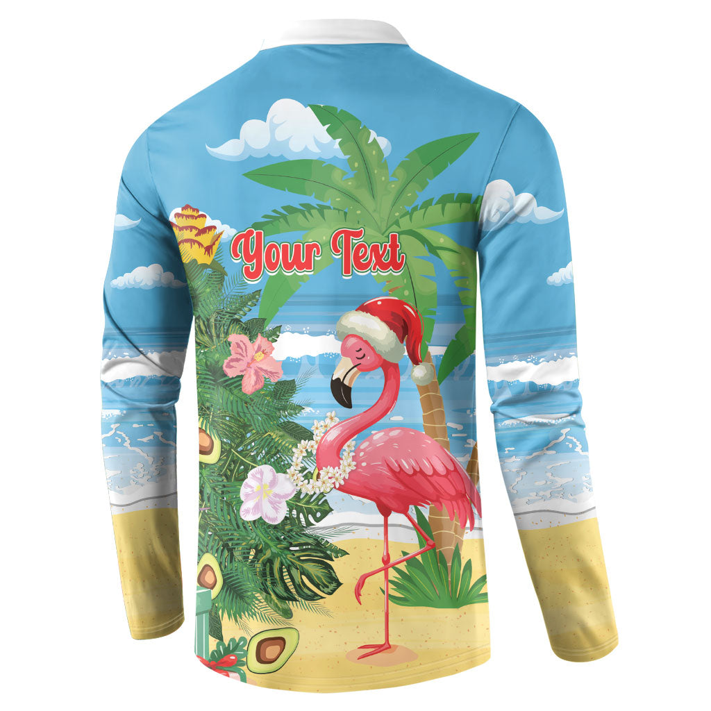 Flamingo Hawaii Summer Christmas Personalized Button Sweatshirt Mele Kalikimaka Beachy Vibes