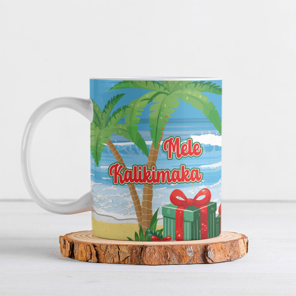 Flamingo Hawaii Summer Christmas Personalized Ceramic Mug Mele Kalikimaka Beachy Vibes LT14 Blue - Polynesian Pride