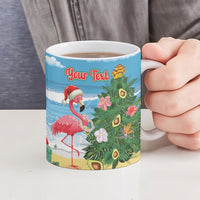 Flamingo Hawaii Summer Christmas Personalized Ceramic Mug Mele Kalikimaka Beachy Vibes