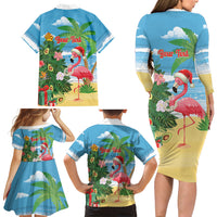 Flamingo Hawaii Summer Christmas Personalized Family Matching Long Sleeve Bodycon Dress and Hawaiian Shirt Mele Kalikimaka Beachy Vibes LT14 - Polynesian Pride