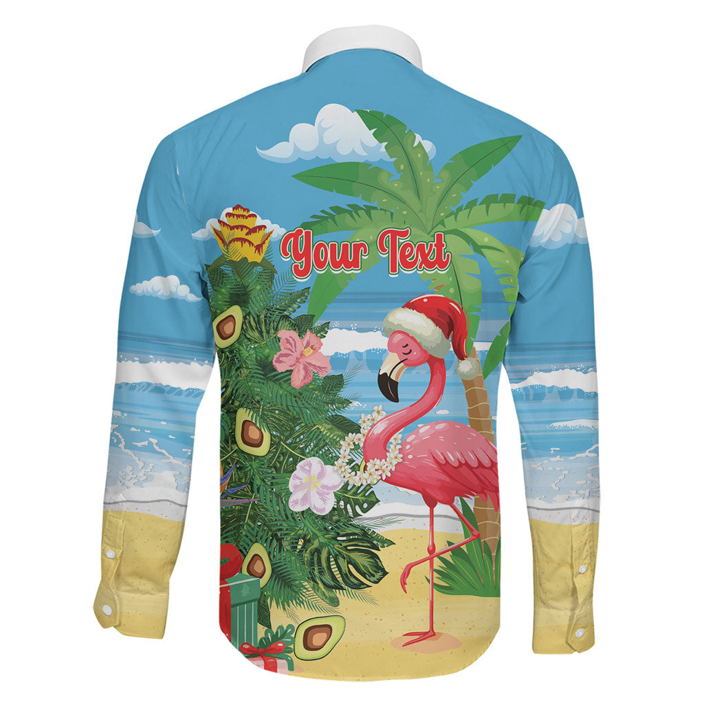 Flamingo Hawaii Summer Christmas Personalized Family Matching Off The Shoulder Long Sleeve Dress and Hawaiian Shirt Mele Kalikimaka Beachy Vibes LT14 - Polynesian Pride