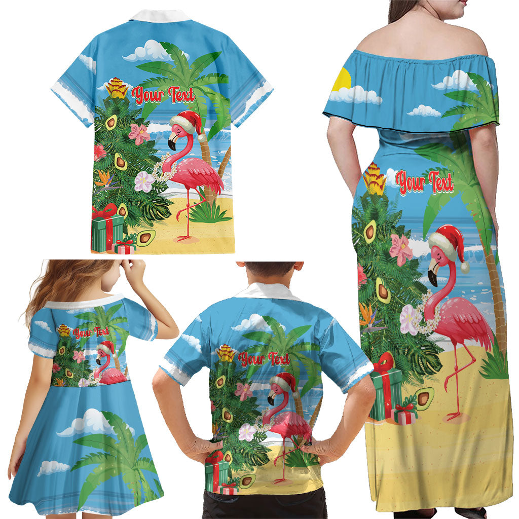 Flamingo Hawaii Summer Christmas Personalized Family Matching Off Shoulder Maxi Dress and Hawaiian Shirt Mele Kalikimaka Beachy Vibes LT14 - Polynesian Pride