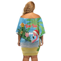 Flamingo Hawaii Summer Christmas Personalized Family Matching Off Shoulder Short Dress and Hawaiian Shirt Mele Kalikimaka Beachy Vibes LT14 - Polynesian Pride