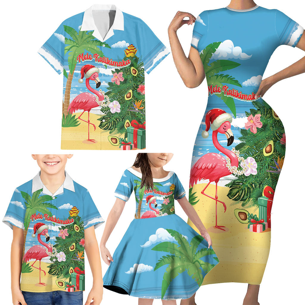 Flamingo Hawaii Summer Christmas Personalized Family Matching Short Sleeve Bodycon Dress and Hawaiian Shirt Mele Kalikimaka Beachy Vibes LT14 - Polynesian Pride