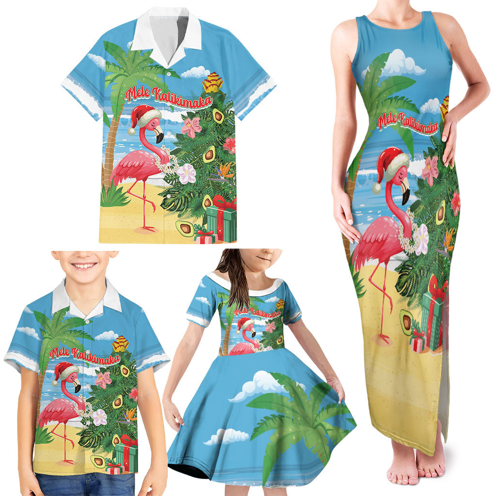 Flamingo Hawaii Summer Christmas Personalized Family Matching Tank Maxi Dress and Hawaiian Shirt Mele Kalikimaka Beachy Vibes LT14 - Polynesian Pride