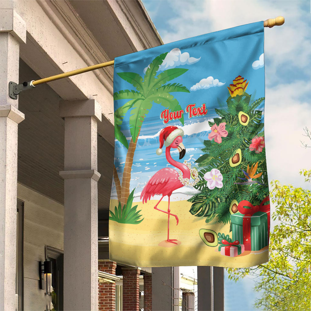 Flamingo Hawaii Summer Christmas Personalized Garden Flag Mele Kalikimaka Beachy Vibes