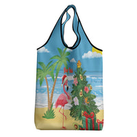 Flamingo Hawaii Summer Christmas Personalized Grocery Bag Mele Kalikimaka Beachy Vibes