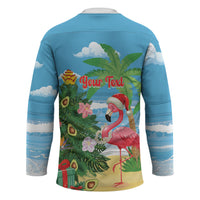 Flamingo Hawaii Summer Christmas Personalized Hockey Jersey Mele Kalikimaka Beachy Vibes