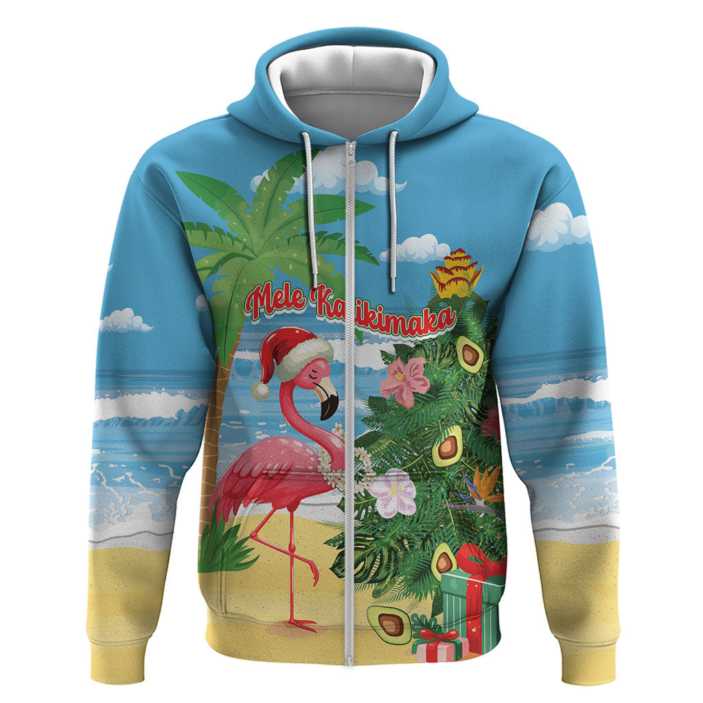 Flamingo Hawaii Summer Christmas Personalized Hoodie Mele Kalikimaka Beachy Vibes