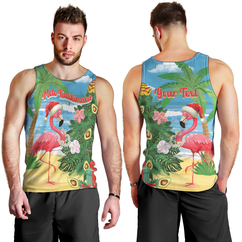 Flamingo Hawaii Summer Christmas Personalized Men Tank Top Mele Kalikimaka Beachy Vibes
