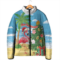 Flamingo Hawaii Summer Christmas Personalized Padded Jacket Mele Kalikimaka Beachy Vibes