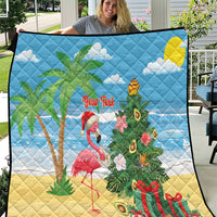 Flamingo Hawaii Summer Christmas Personalized Quilt Mele Kalikimaka Beachy Vibes