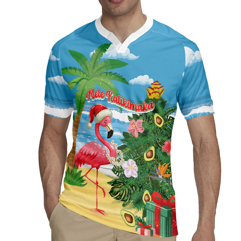 Flamingo Hawaii Summer Christmas Personalized Rugby Jersey Mele Kalikimaka Beachy Vibes