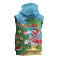 Flamingo Hawaii Summer Christmas Personalized Sleeveless Zip Hoodie Mele Kalikimaka Beachy Vibes