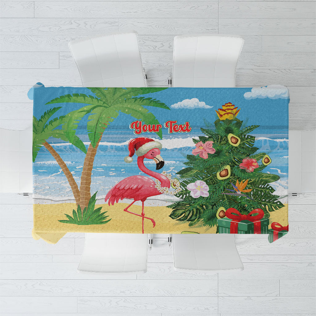 Flamingo Hawaii Summer Christmas Personalized Tablecloth Mele Kalikimaka Beachy Vibes