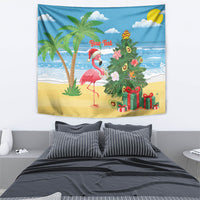 Flamingo Hawaii Summer Christmas Personalized Tapestry Mele Kalikimaka Beachy Vibes