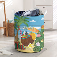 Chilling Parrot Hawaii Summer Christmas Personalized Laundry Basket It's 5 O'Clock Somewhere Beachy Vibes