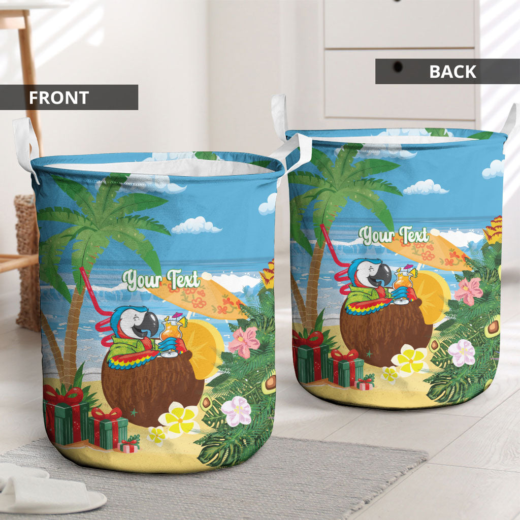 Chilling Parrot Hawaii Summer Christmas Personalized Laundry Basket It's 5 O'Clock Somewhere Beachy Vibes