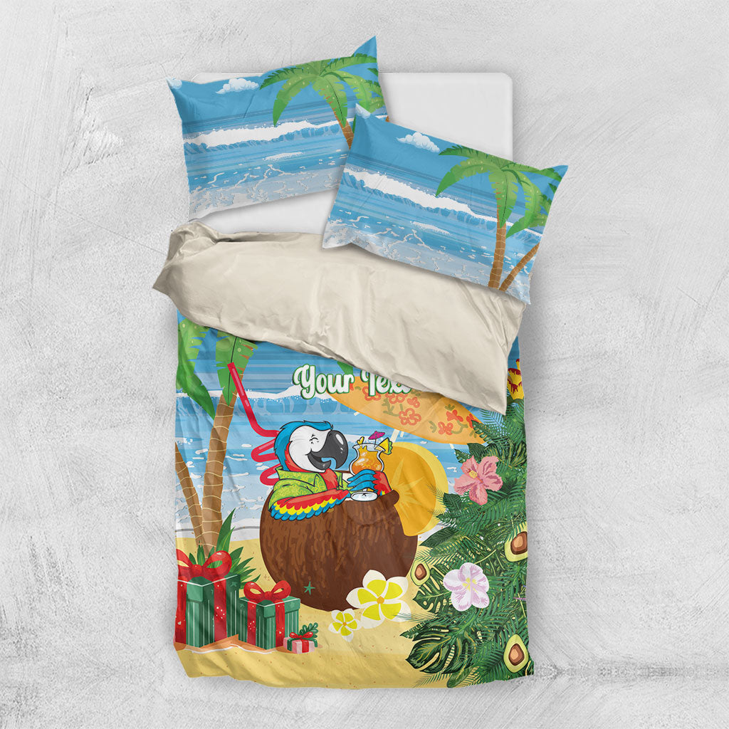 Chilling Parrot Hawaii Summer Christmas Personalized Bedding Set It's 5 O'Clock Somewhere Beachy Vibes