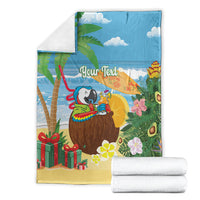 Chilling Parrot Hawaii Summer Christmas Personalized Blanket It's 5 O'Clock Somewhere Beachy Vibes