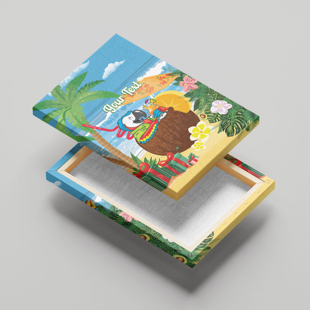 Chilling Parrot Hawaii Summer Christmas Personalized Canvas Wall Art It's 5 O'Clock Somewhere Beachy Vibes