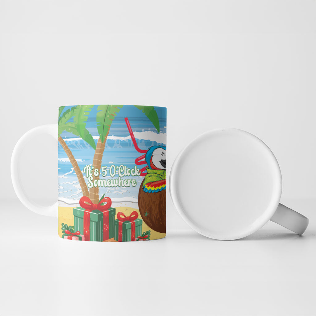 Chilling Parrot Hawaii Summer Christmas Personalized Ceramic Mug It's 5 O'Clock Somewhere Beachy Vibes