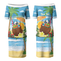 Chilling Parrot Hawaii Summer Christmas Personalized Couples Matching Puletasi and Long Sleeve Button Shirt It's 5 O'Clock Somewhere Beachy Vibes LT14 - Polynesian Pride