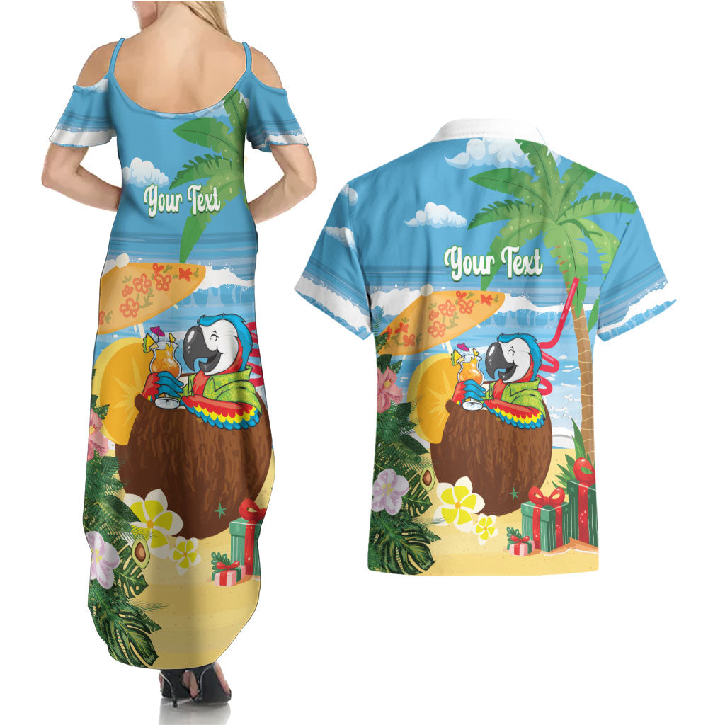 Chilling Parrot Hawaii Summer Christmas Personalized Couples Matching Summer Maxi Dress and Hawaiian Shirt It's 5 O'Clock Somewhere Beachy Vibes
