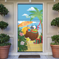 Chilling Parrot Hawaii Summer Christmas Personalized Door Cover It's 5 O'Clock Somewhere Beachy Vibes