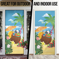 Chilling Parrot Hawaii Summer Christmas Personalized Door Cover It's 5 O'Clock Somewhere Beachy Vibes