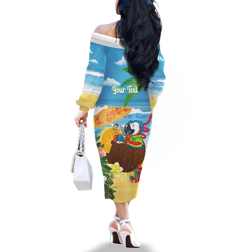 Chilling Parrot Hawaii Summer Christmas Personalized Family Matching Off The Shoulder Long Sleeve Dress and Hawaiian Shirt It's 5 O'Clock Somewhere Beachy Vibes LT14 - Polynesian Pride