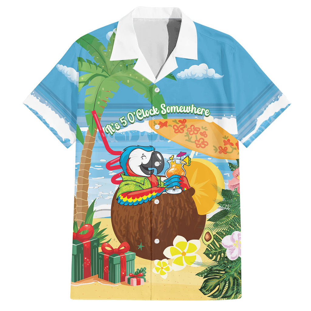 Chilling Parrot Hawaii Summer Christmas Personalized Hawaiian Shirt It's 5 O'Clock Somewhere Beachy Vibes LT14 Blue - Polynesian Pride