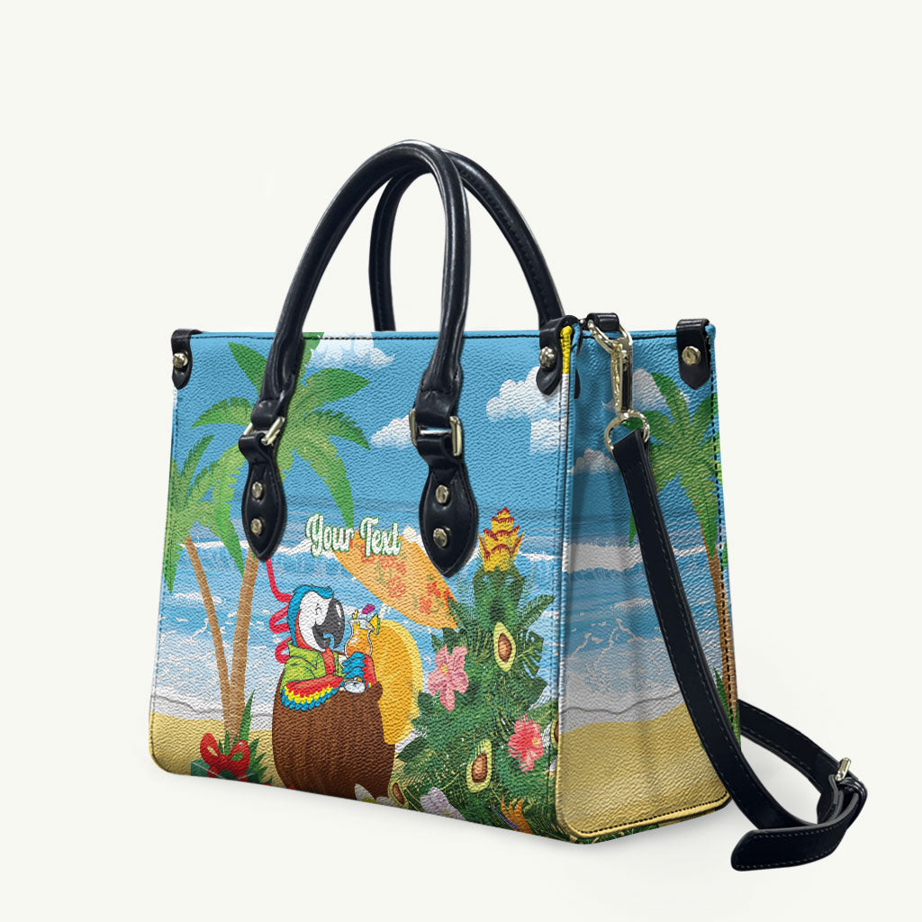 Chilling Parrot Hawaii Summer Christmas Personalized Leather Bag It's 5 O'Clock Somewhere Beachy Vibes LT14 Blue - Polynesian Pride
