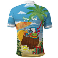 Chilling Parrot Hawaii Summer Christmas Personalized Polo Shirt It's 5 O'Clock Somewhere Beachy Vibes