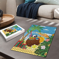 Chilling Parrot Hawaii Summer Christmas Personalized Puzzle It's 5 O'Clock Somewhere Beachy Vibes