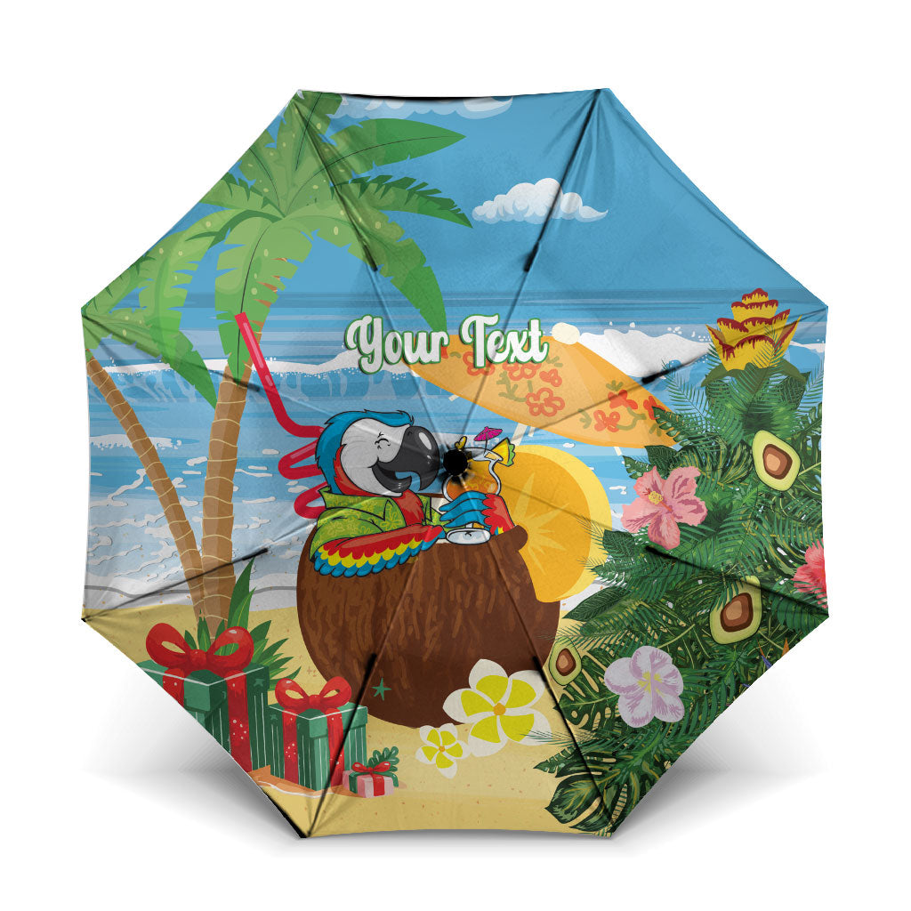 Chilling Parrot Hawaii Summer Christmas Personalized Umbrella It's 5 O'Clock Somewhere Beachy Vibes LT14 One Size Folded 11.42 inch Opened Diameter 37.4 inch Blue - Polynesian Pride