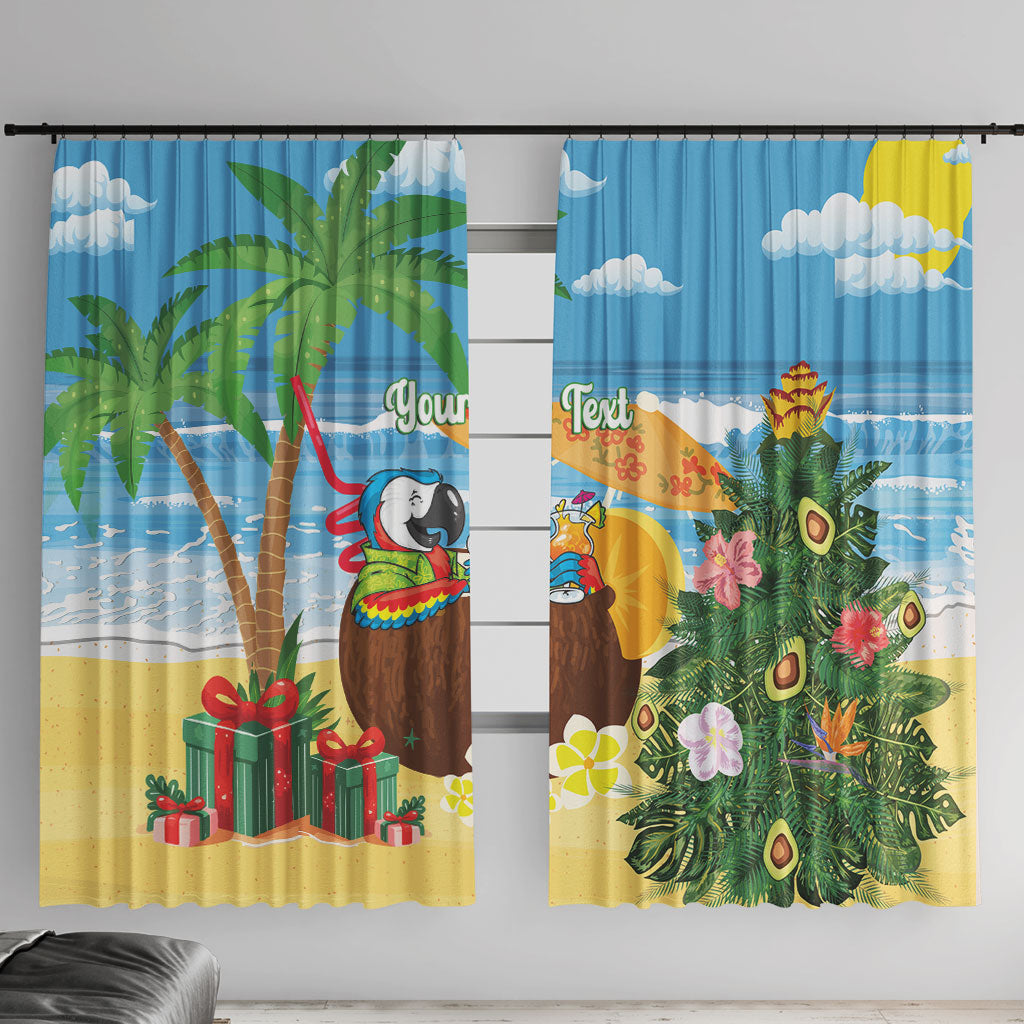 Chilling Parrot Hawaii Summer Christmas Personalized Window Curtain It's 5 O'Clock Somewhere Beachy Vibes LT14 With Hooks Blue - Polynesian Pride