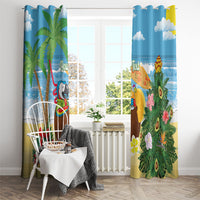 Chilling Parrot Hawaii Summer Christmas Personalized Window Curtain It's 5 O'Clock Somewhere Beachy Vibes