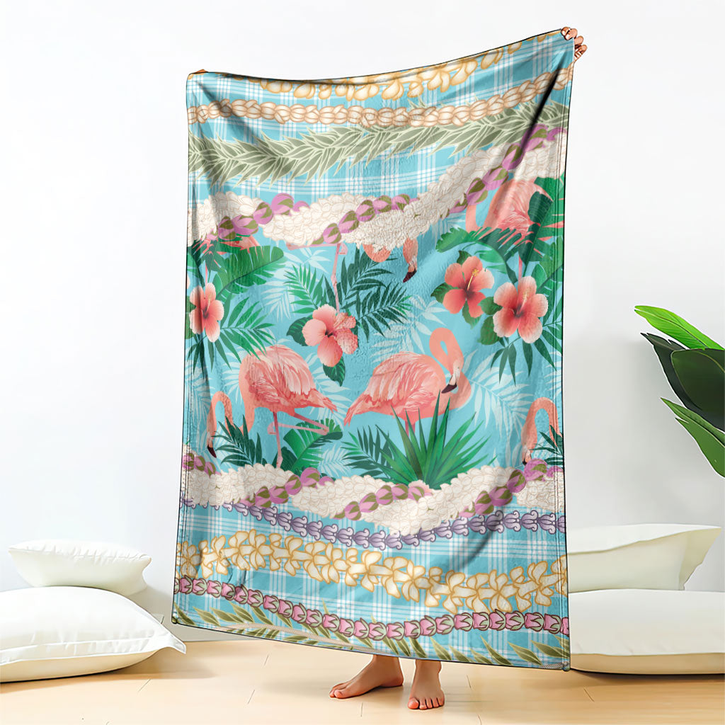 Flamingo Hawaii Summer Blanket Hawaiian Lei Pakala Motifs Tropical Style