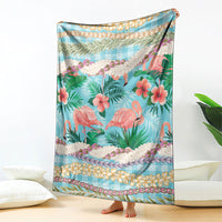 Flamingo Hawaii Summer Blanket Hawaiian Lei Pakala Motifs Tropical Style