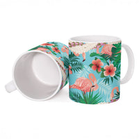 Flamingo Hawaii Summer Ceramic Mug Hawaiian Lei Pakala Motifs Tropical Style