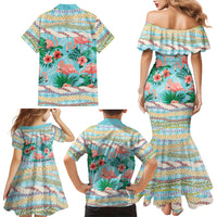 Flamingo Hawaii Summer Family Matching Mermaid Dress and Hawaiian Shirt Hawaiian Lei Pakala Motifs Tropical Style LT14 - Polynesian Pride