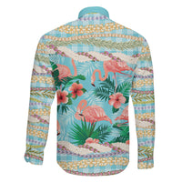 Flamingo Hawaii Summer Family Matching Off Shoulder Short Dress and Hawaiian Shirt Hawaiian Lei Pakala Motifs Tropical Style LT14 - Polynesian Pride