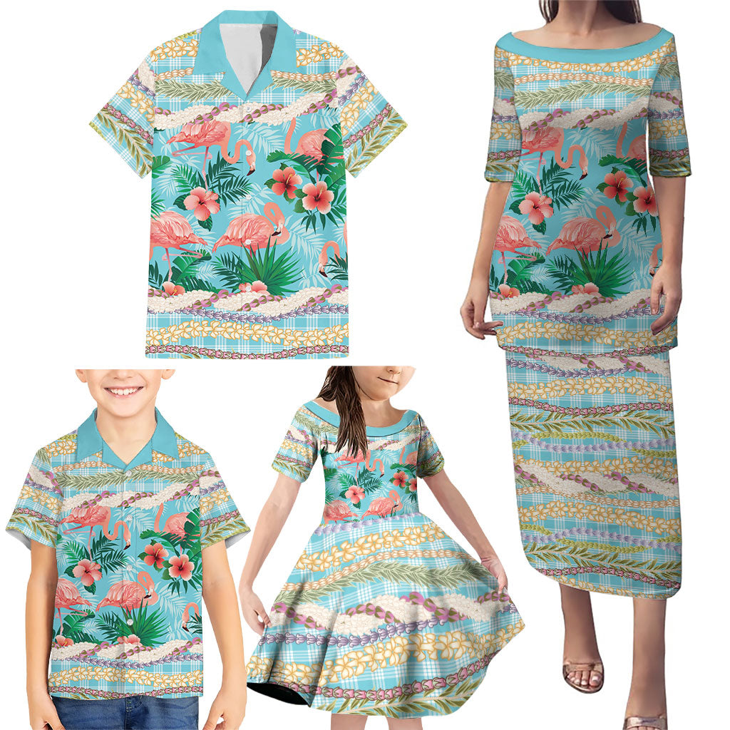 Flamingo Hawaii Summer Family Matching Puletasi and Hawaiian Shirt Hawaiian Lei Pakala Motifs Tropical Style LT14 - Polynesian Pride