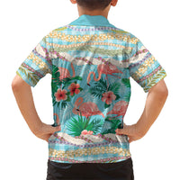Flamingo Hawaii Summer Family Matching Short Sleeve Bodycon Dress and Hawaiian Shirt Hawaiian Lei Pakala Motifs Tropical Style LT14 - Polynesian Pride