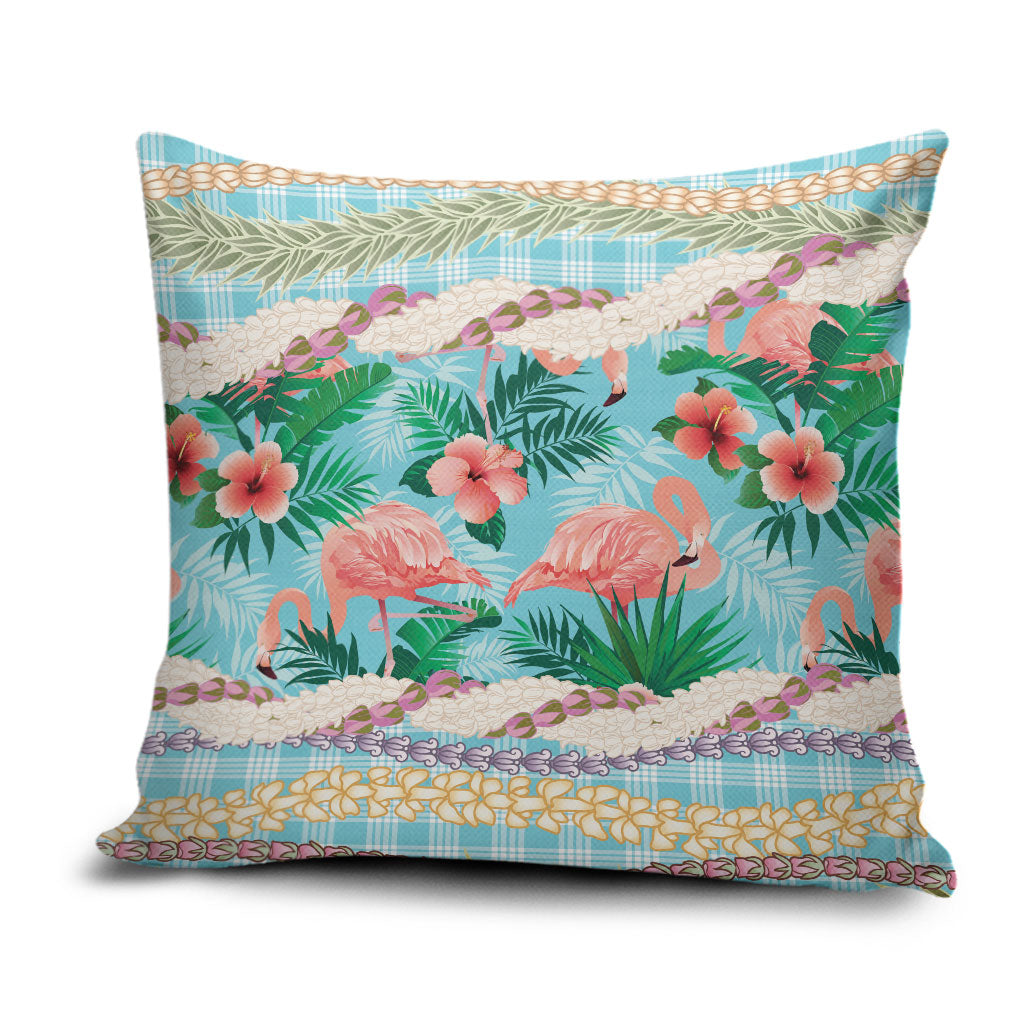 Flamingo Hawaii Summer Pillow Cover Hawaiian Lei Pakala Motifs Tropical Style LT14 Cyan - Polynesian Pride